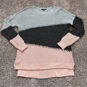 SOLD! Colorblock Crewneck Sweater - Gray, Charcoal & Blush Pink
